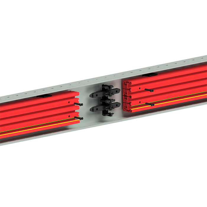 Connection of PR4 conductor rail profile using PR4-J connector set within the rail profile