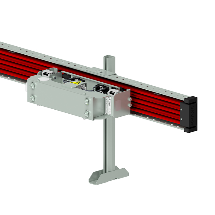 PR4 conductor bar with current collector, support profile and posts